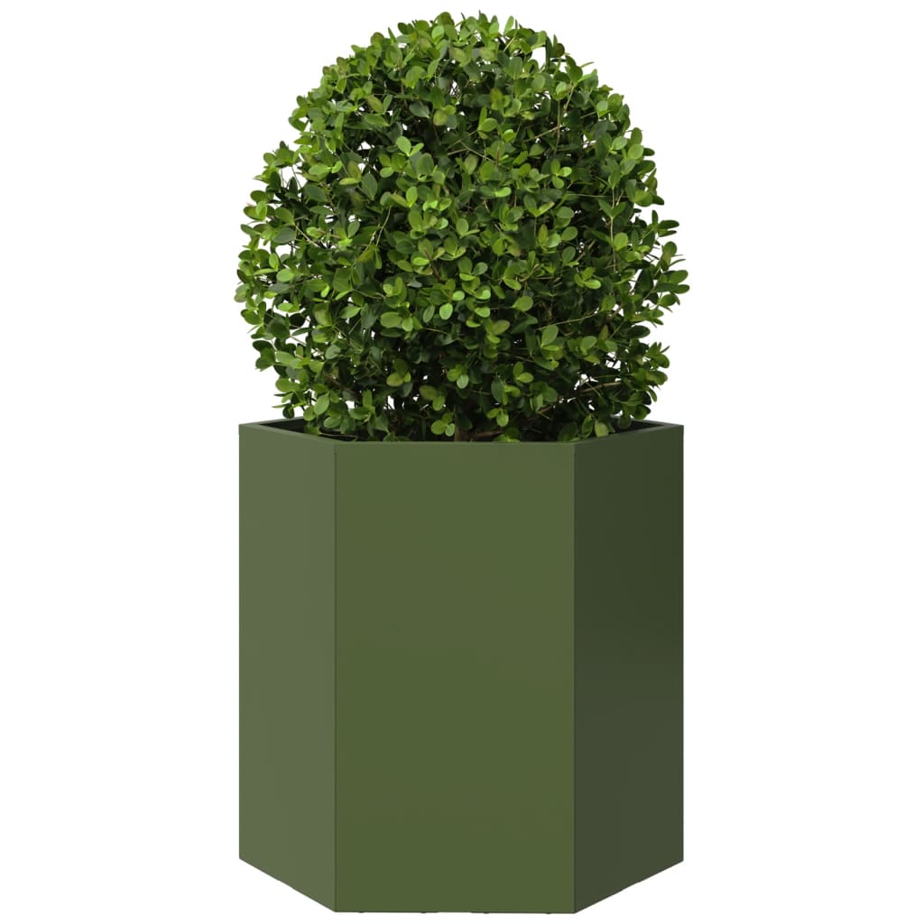 Vidaxx plantekasse sekskant 46x40x45 cm stål olivengrøn