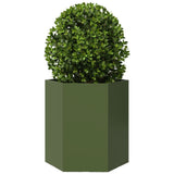 Vidaxx plantekasse sekskant 46x40x45 cm stål olivengrøn