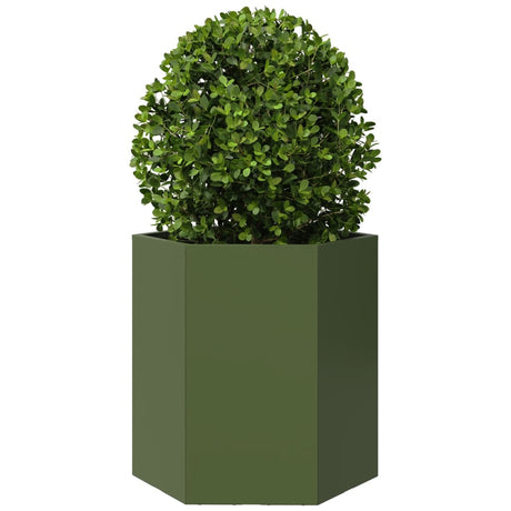 Vidaxx plantekasse sekskant 46x40x45 cm stål olivengrøn
