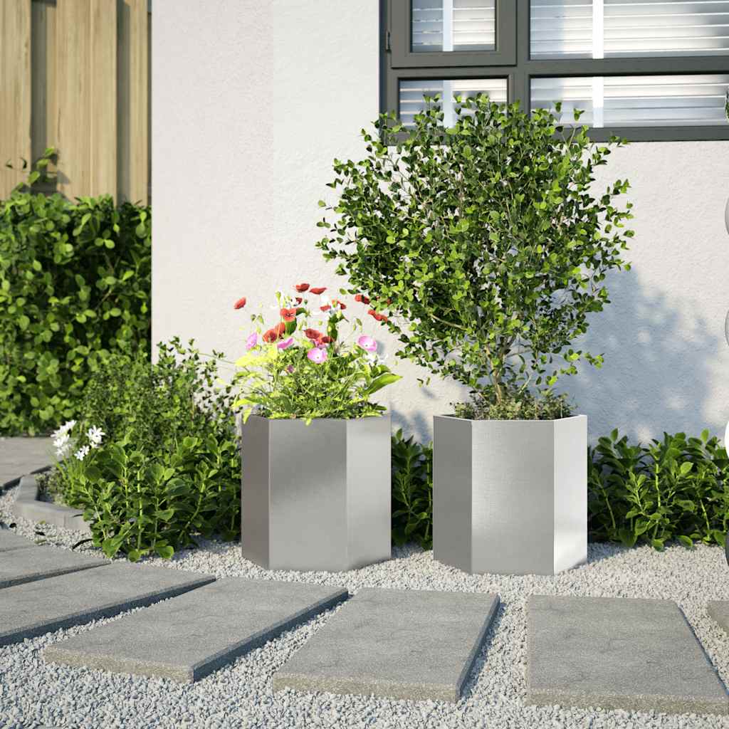 Vidaxx plantekasser 2 stk sekskant 46x40x45 cm rustfrit stål