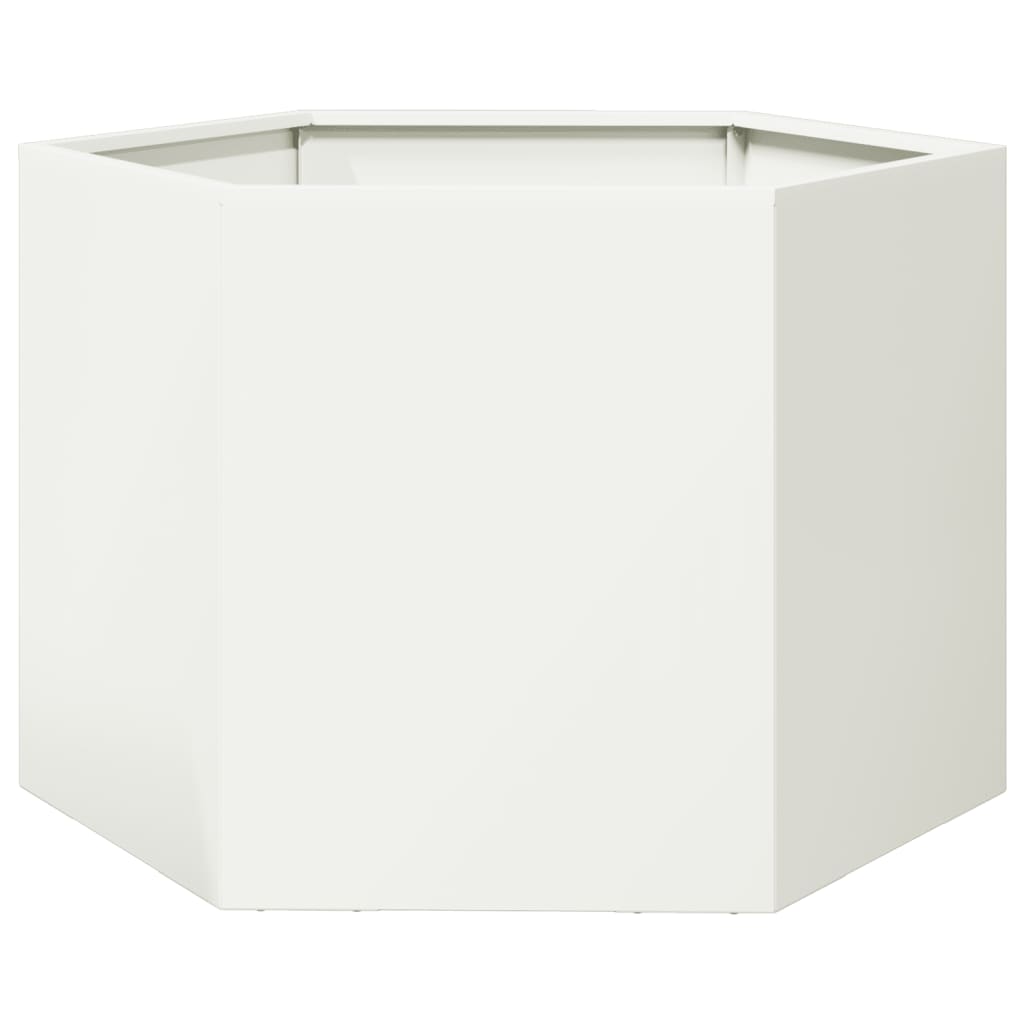 Vidaxx plantekasse sekskant 69x60x45 cm stål hvid
