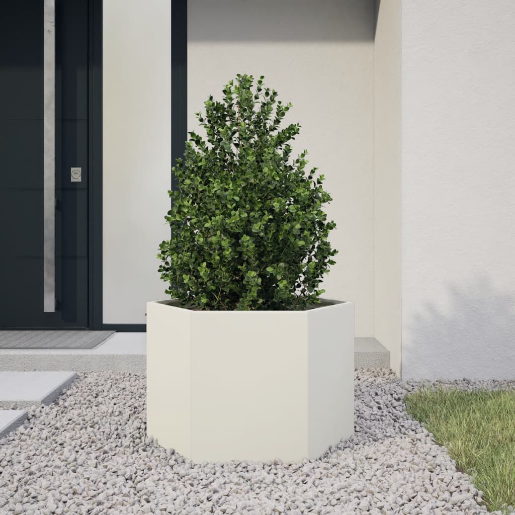 Vidaxx plantekasse sekskant 69x60x45 cm stål hvid
