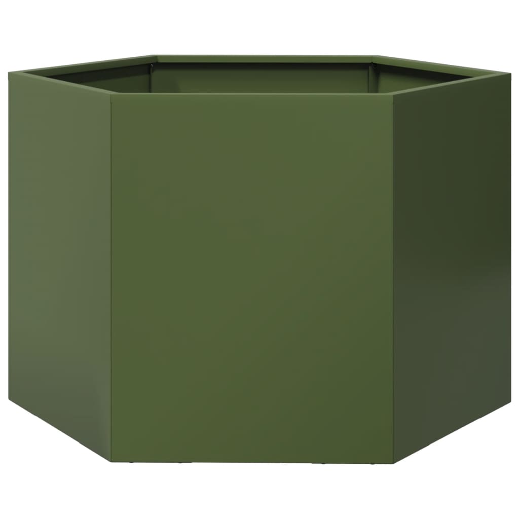 Vidaxx plantekasse sekskant 69x60x45 cm stål olivengrøn