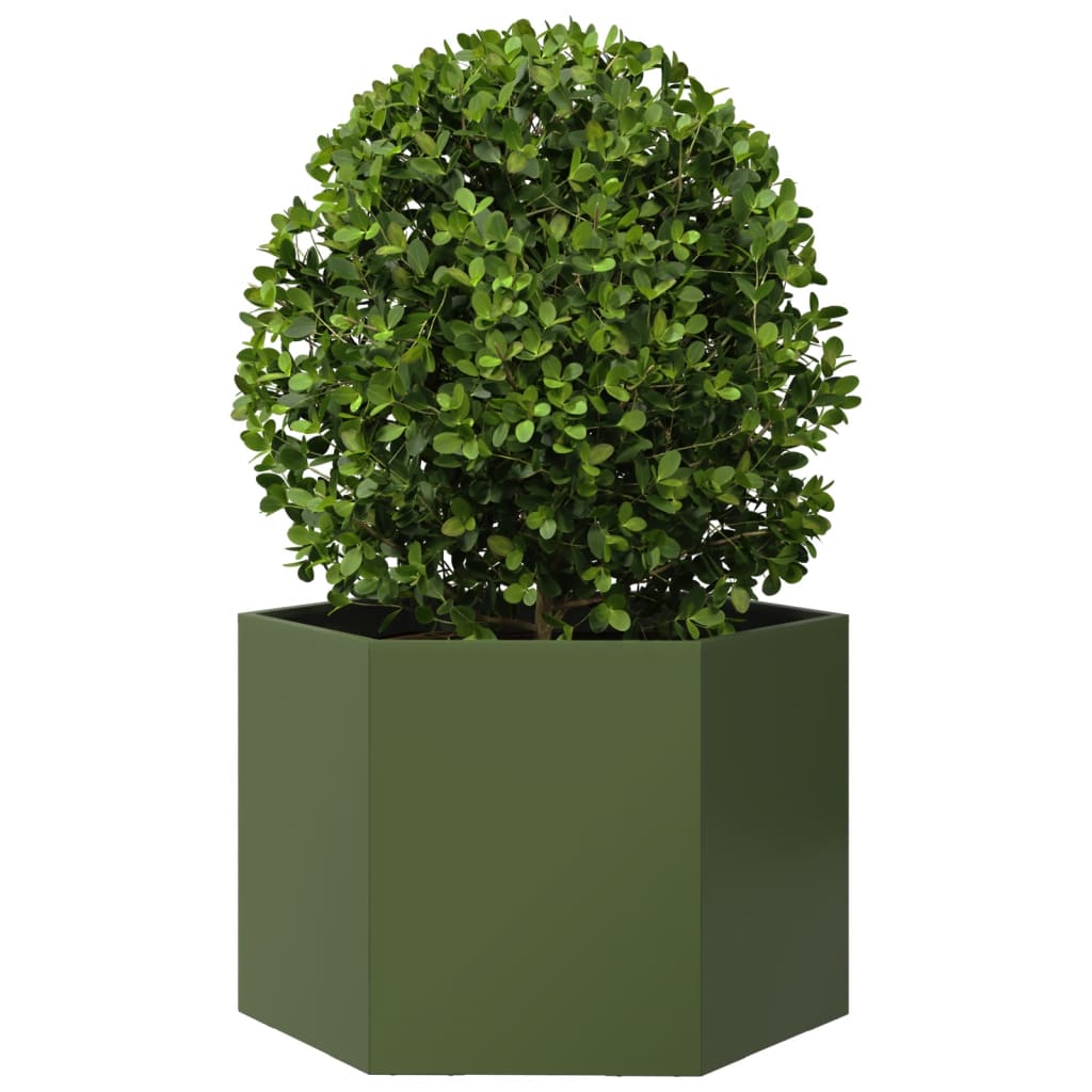 Vidaxx plantekasse sekskant 69x60x45 cm stål olivengrøn