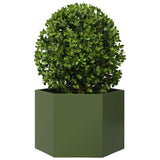 Vidaxx plantekasse sekskant 69x60x45 cm stål olivengrøn