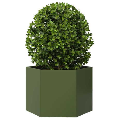Vidaxx plantekasse sekskant 69x60x45 cm stål olivengrøn