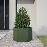Vidaxx plantekasse sekskant 69x60x45 cm stål olivengrøn