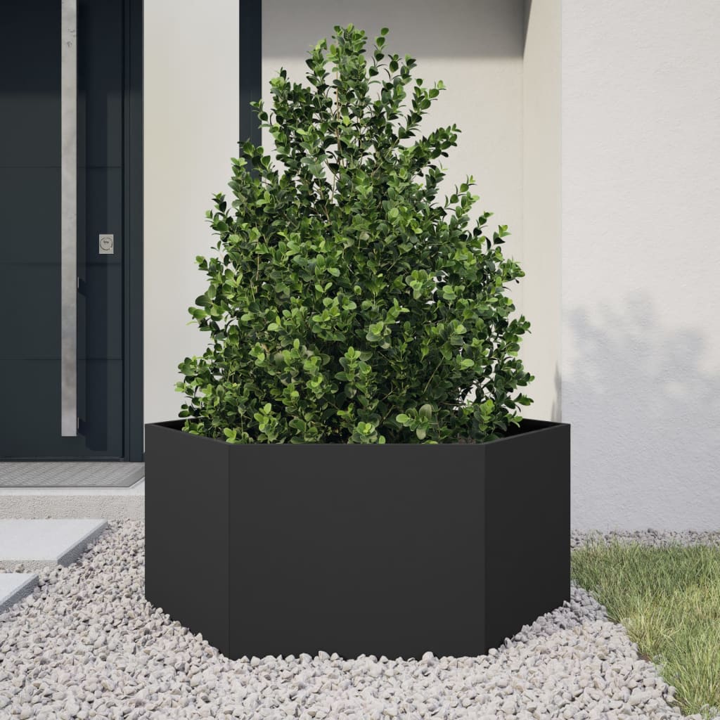 Vidaxx plantekasse sekskant 104x90x45 cm stål sort