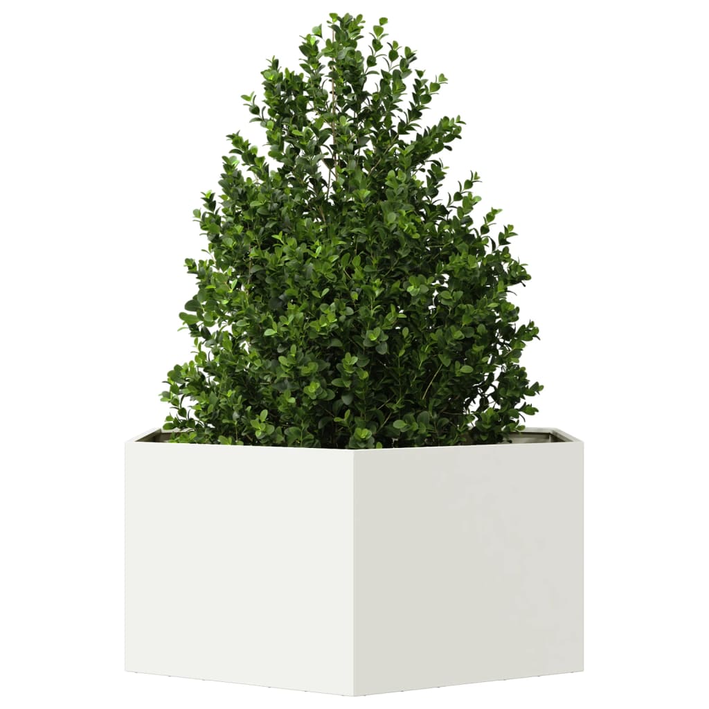 Vidaxx plantekasse sekskant 104x90x45 cm stål hvid