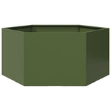 Vidaxx plantekasse sekskant 104x90x45 cm stål olivengrøn