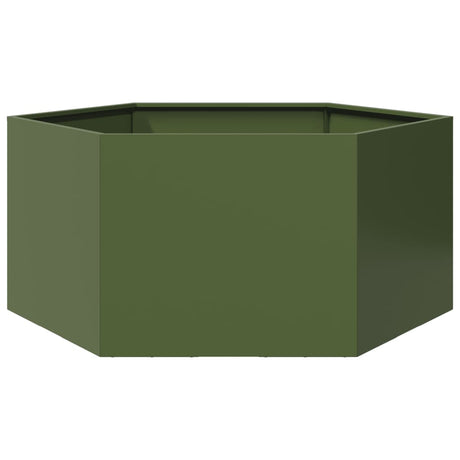 Vidaxx plantekasse sekskant 104x90x45 cm stål olivengrøn
