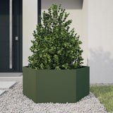Vidaxx plantekasse sekskant 104x90x45 cm stål olivengrøn