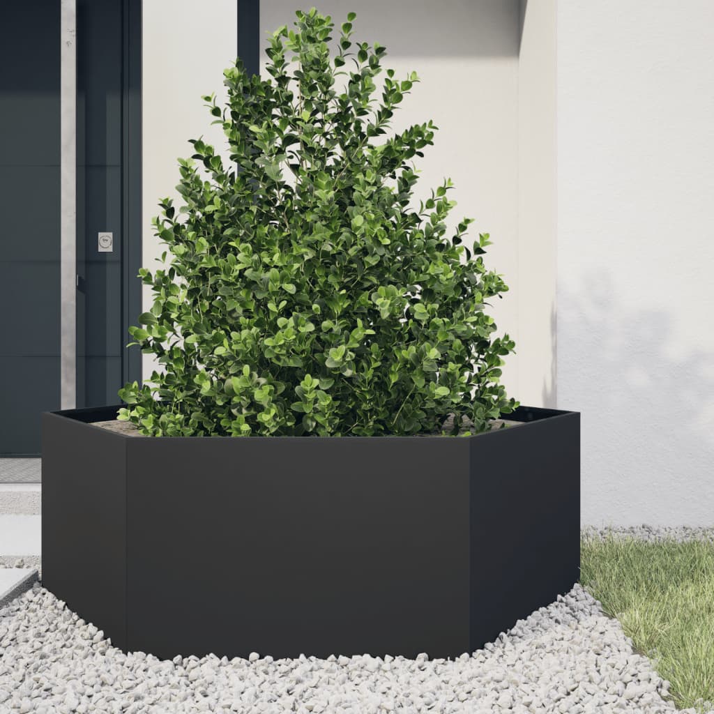 Vidaxx plantekasse sekskant 138x120x45 cm stål sort
