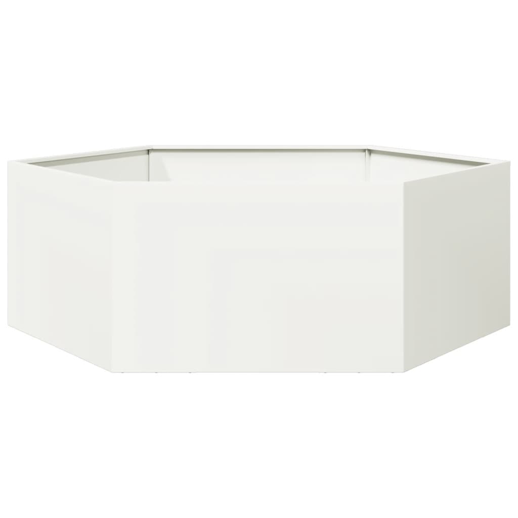 Vidaxx plantekasse sekskant 138x120x45 cm stål hvid