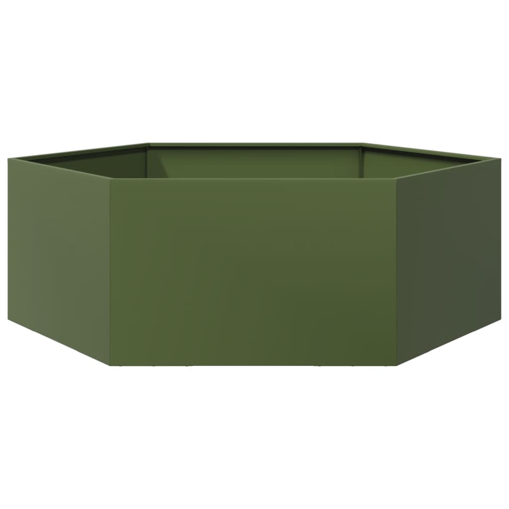 Vidaxx plantekasse sekskant 138x120x45 cm stål olivengrøn