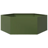 Vidaxx plantekasse sekskant 138x120x45 cm stål olivengrøn