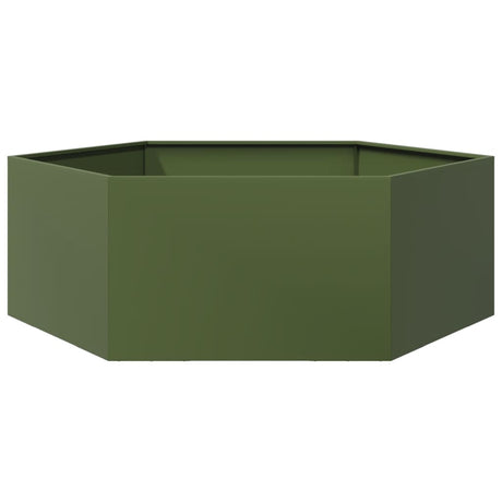 Vidaxx plantekasse sekskant 138x120x45 cm stål olivengrøn