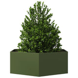 Vidaxx plantekasse sekskant 138x120x45 cm stål olivengrøn