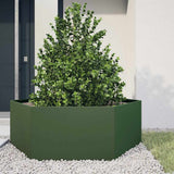 Vidaxx plantekasse sekskant 138x120x45 cm stål olivengrøn