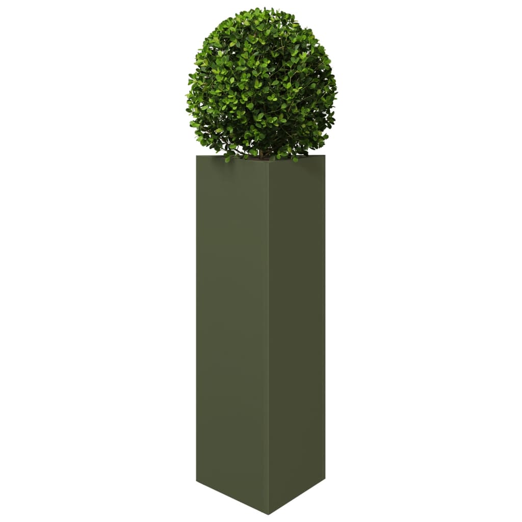 Vidaxx plantekasse trekant 30x26x75 cm stål olivengrøn