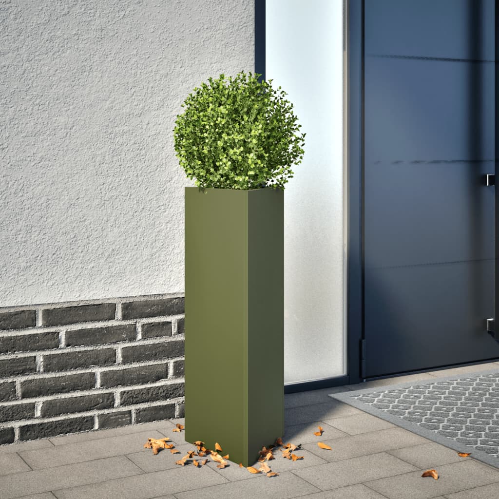 Vidaxx plantekasse trekant 30x26x75 cm stål olivengrøn