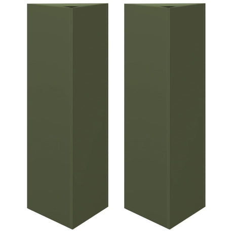Vidaxx plantekasser 2 stk trekant 30x26x75 cm stål olivengrøn