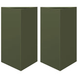 Vidaxx plantekasser 2 stk trekant 50x43x75 cm stål olivengrøn