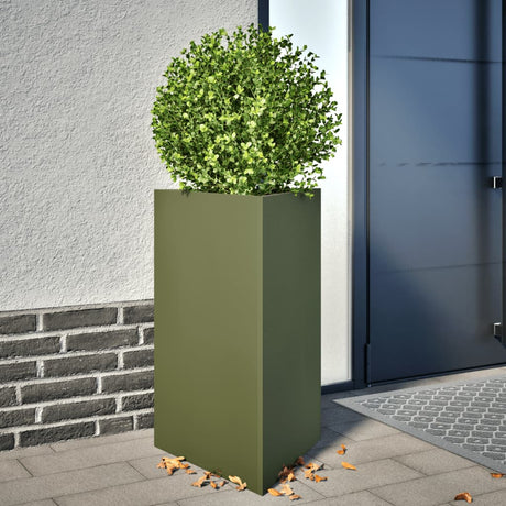 Vidaxx plantekasser 2 stk trekant 50x43x75 cm stål olivengrøn