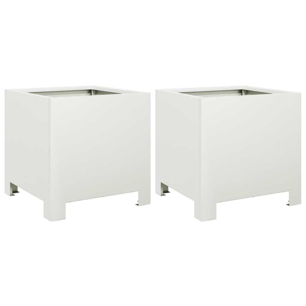 Vidaxx plantekasser 2 stk 30x30x30 cm stål hvid