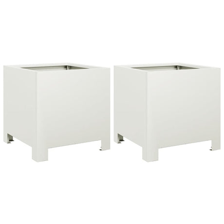 Vidaxx plantekasser 2 stk 30x30x30 cm stål hvid