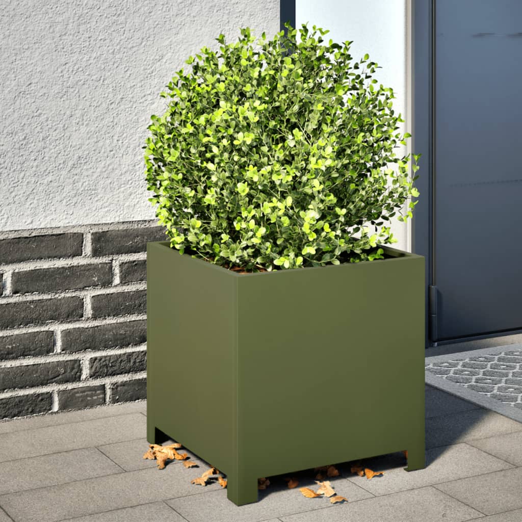 Vidaxx plantekasser 2 stk 40x40x40 cm stål olivengrøn