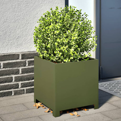 Vidaxx plantekasser 2 stk 40x40x40 cm stål olivengrøn