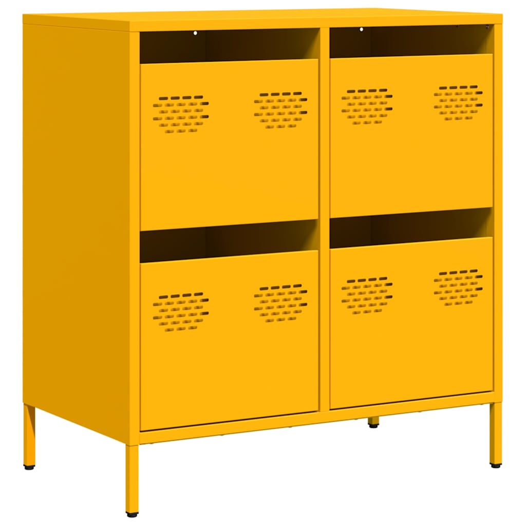 Vidaxl dressoir 68x39x73,5 cm koudgewalst staal mosterdgeel