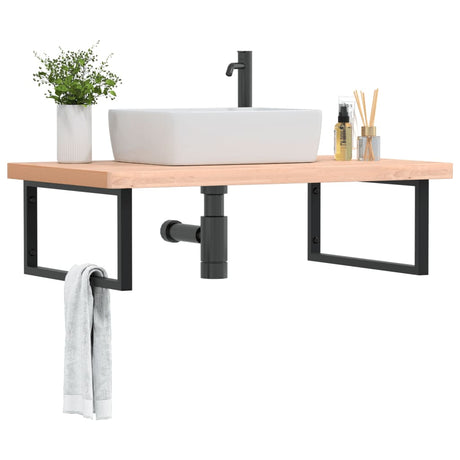 Vidaxl badkamer wandschap staal en massief beukenhout