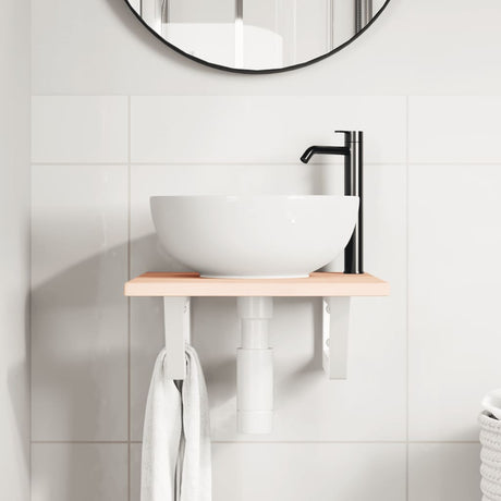 Vidaxl badkamer wandschap staal en massief eikenhout