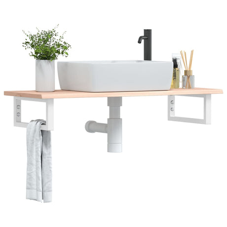 Vidaxl badkamer wandschap staal en massief eikenhout