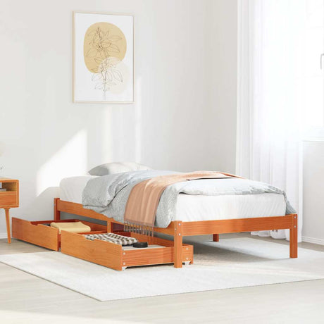 Vidaxl bedframe zonder matras massief grenenhout wasbruin 100x200 cm