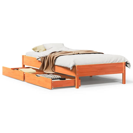 Vidaxl bedframe zonder matras massief grenenhout wasbruin 90x200 cm