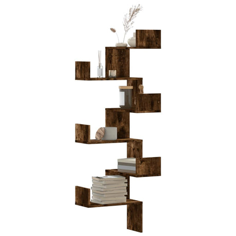 Vidaxl hoekwandschap 45x45x147 cm bewerkt hout gerookt eikenkleurig