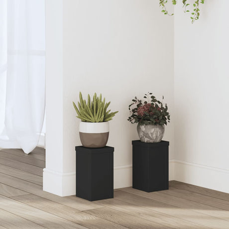 VidaXL plantestativer 2 stk 10x10x18 cm forarbejdet træ sort