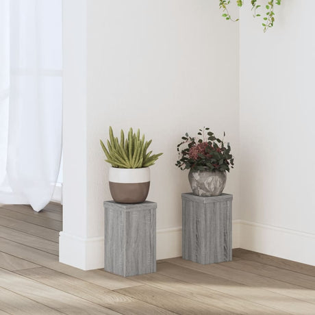 VidaXL plantestativer 2 stk 10x10x18 cm konstrueret træ grå sonoma