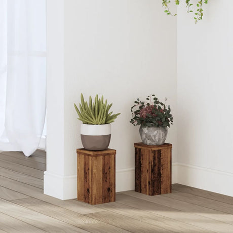 VidaXL plantestativer 2 stk 10x10x18 cm behandlet træ, gammelt træfarvet