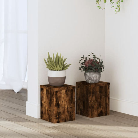 Vidaxx plantestativer 2 stk 15x15x20 cm forarbejdet træ røget eg