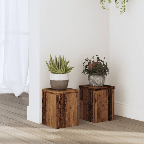 VidaXL plantestativer 2 stk 15x15x20 cm behandlet træ, gammelt træfarvet