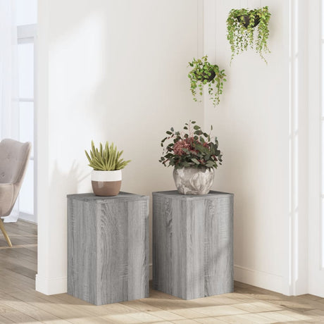 Vidaxxl plantestativer 2 stk 30x30x50 cm konstrueret træ grå sonoma
