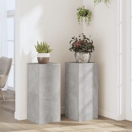 VidaXL plantestativer 2 stk 30x30x70 cm konstrueret træ betongrå
