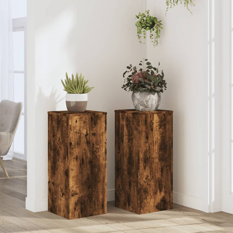 Vidaxx plantestativer 2 stk 30x30x70 cm forarbejdet træ røget eg