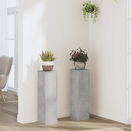 Vidaxx plantestativer 2 stk 17x17x60 cm konstrueret træ betongrå