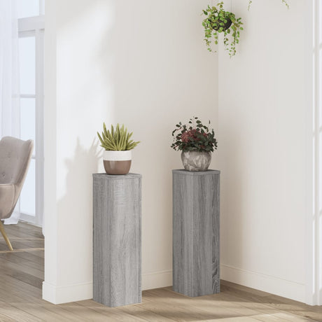 VidaXL plantestativer 2 stk 17x17x60 cm konstrueret træ grå sonoma
