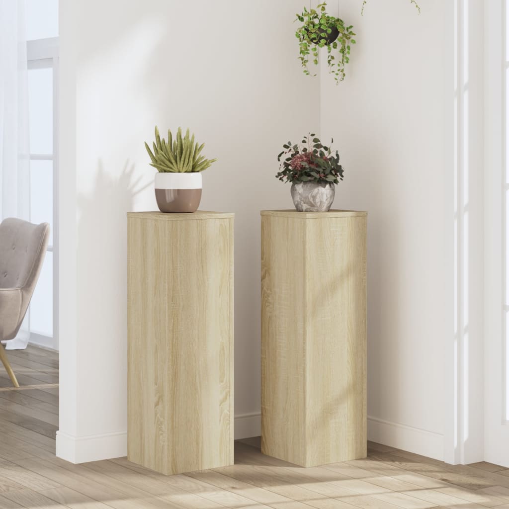 VidaXL plantestativer 2 stk 25x25x80 cm konstrueret træ sonoma eg